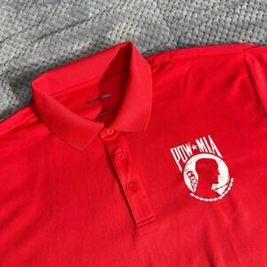 Sport-Tek Mens Red POW MIA Graphic Performance Polo Shirt Size 3XL Short Sleeve